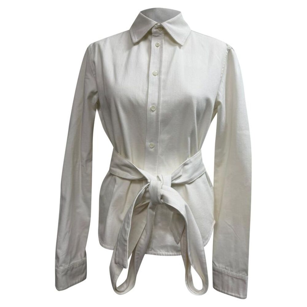 Loewe Belted Button Shirt in White Cotton